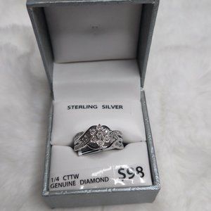 NIB Brilliance Fine Jewelry Sterling Silver 1/4 CTTW Diamond Fashion Ring Sz 7